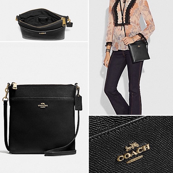 Coach Bags Nwt Coach Kitt Black Leather Messenger Crossbody Bag